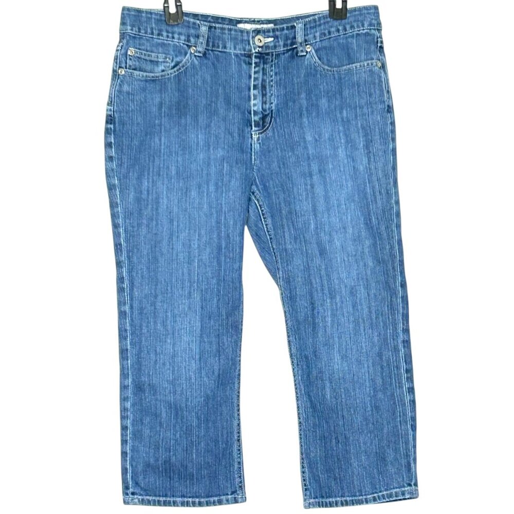 Chico's Women's Platinum size 1.5 (US-10)  Mid-rise Cropped Blue Jeans